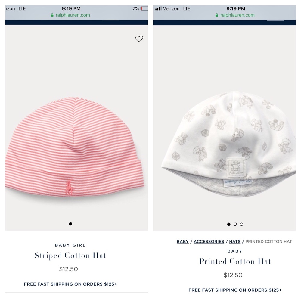 Ralph Lauren baby hats